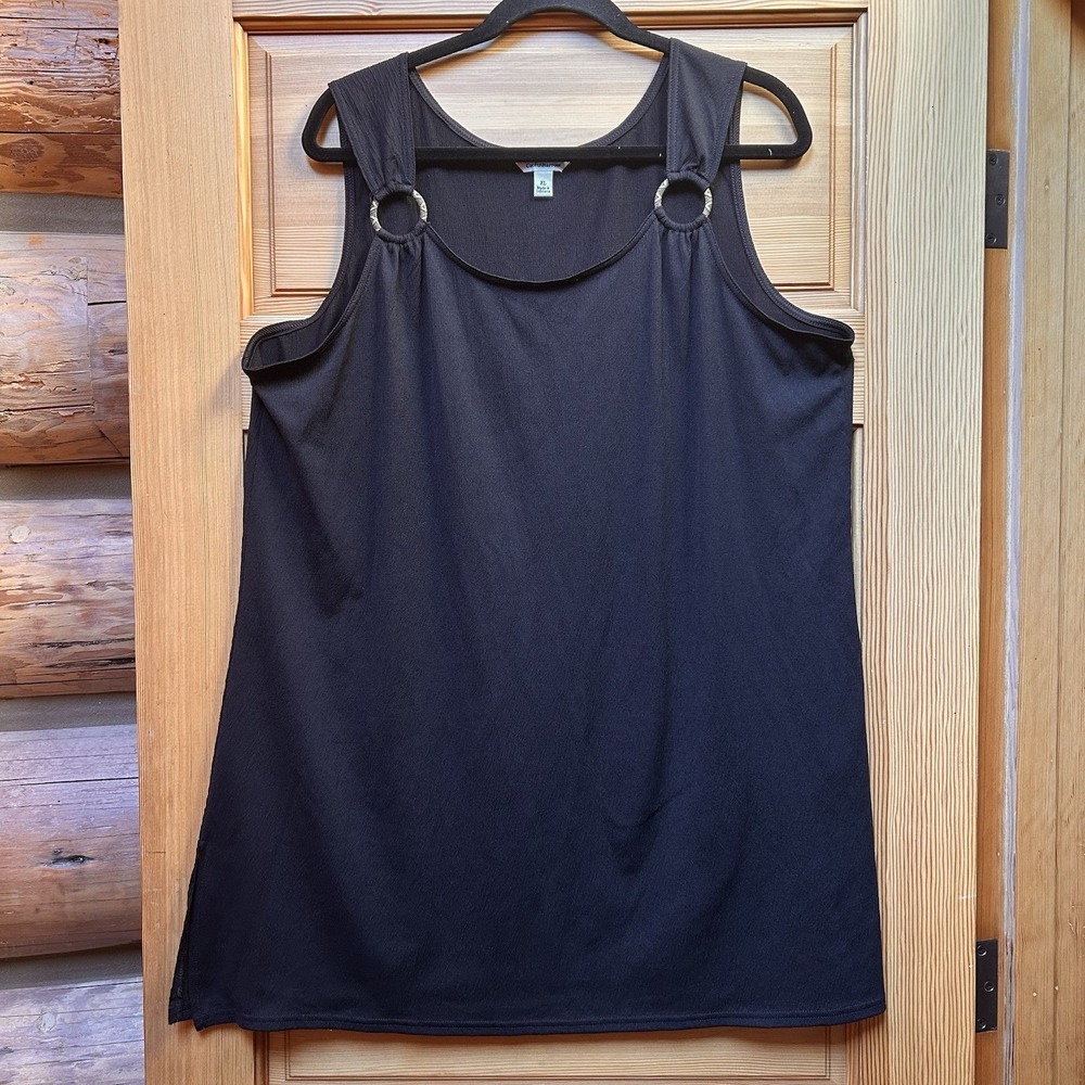 Croft Barrow Beach Dress Womens Sz XL Black Gauzy Swim Pool Cover Up Whimsigoth